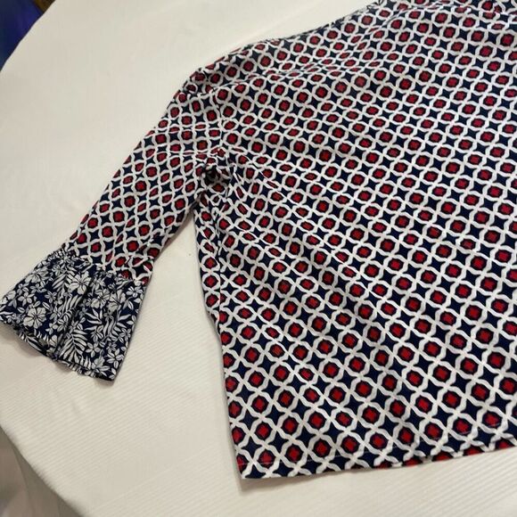 Tommy Bahama Red White Blue Cotton Tunic Top Size Medium - Picture 12 of 13